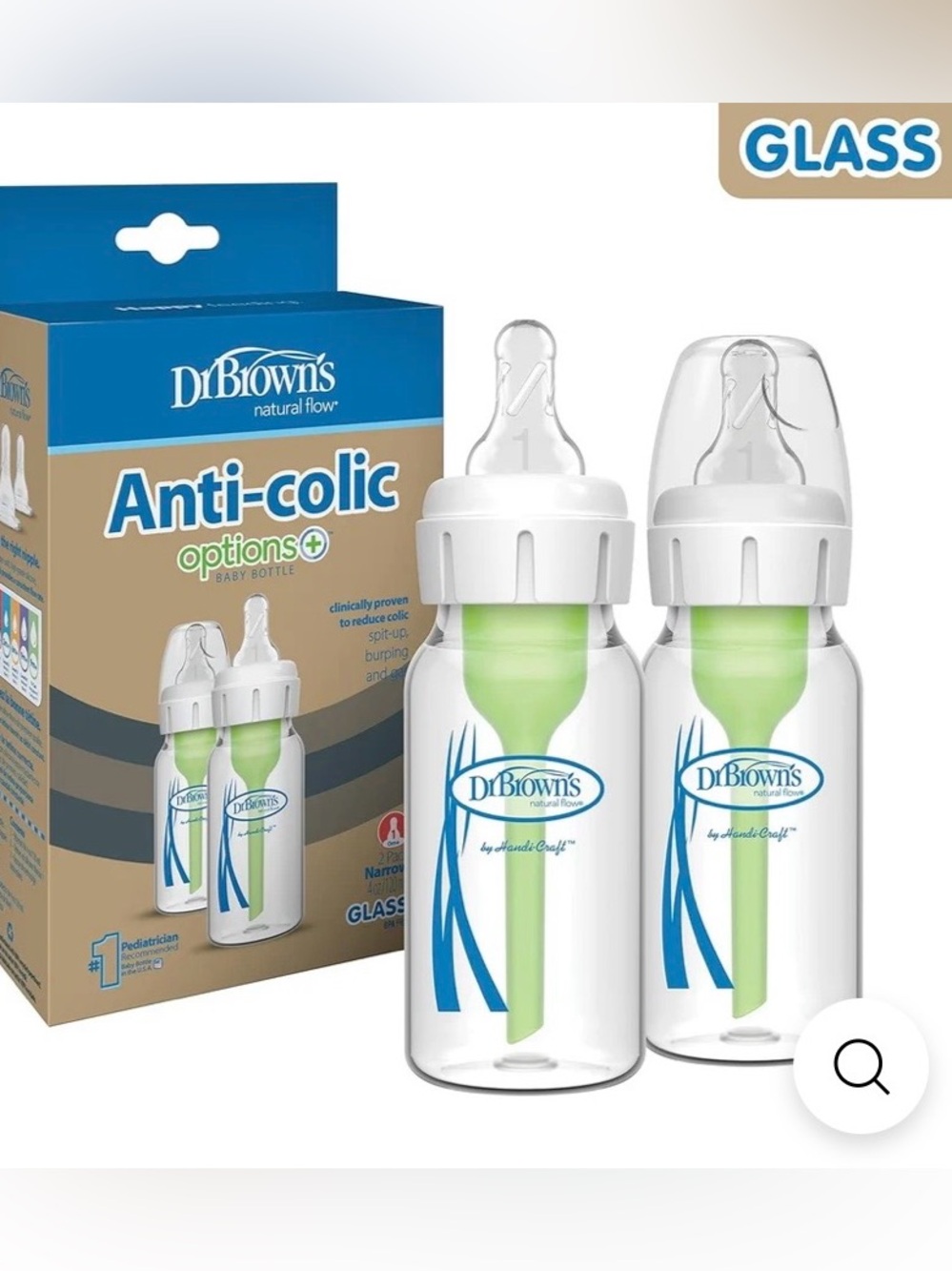SIX Dr. Brown's Anti-Colic Options+ Baby Bottles — White & Green (6!)